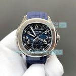 3KF Swiss Replica Patek Philippe Aquanaut Travel Time Blue Rubber Strap Watch 